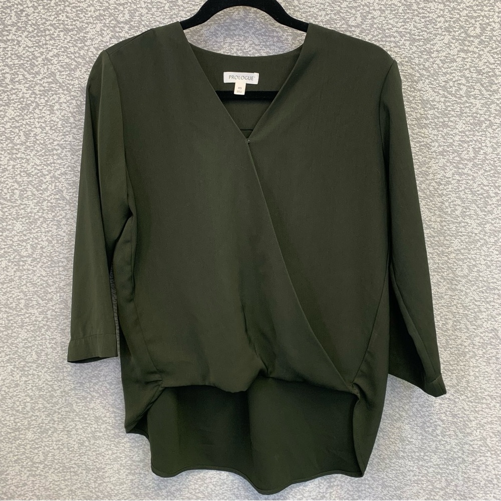 Prologue Women's 3/4 Sleeve Black V-Neck Shirt XS